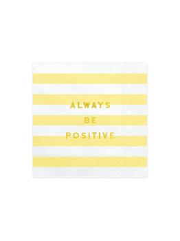 20 servilletas amarillas pastel con estampado "Always be positive" de papel (33x33 cm) - Yummy