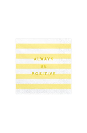 20 servilletas amarillas pastel con estampado "Always be positive" de papel (33x33 cm) - Yummy