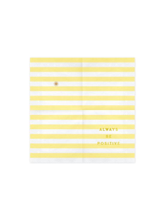 20 servilletas amarillas pastel con estampado "Always be positive" de papel (33x33 cm) - Yummy