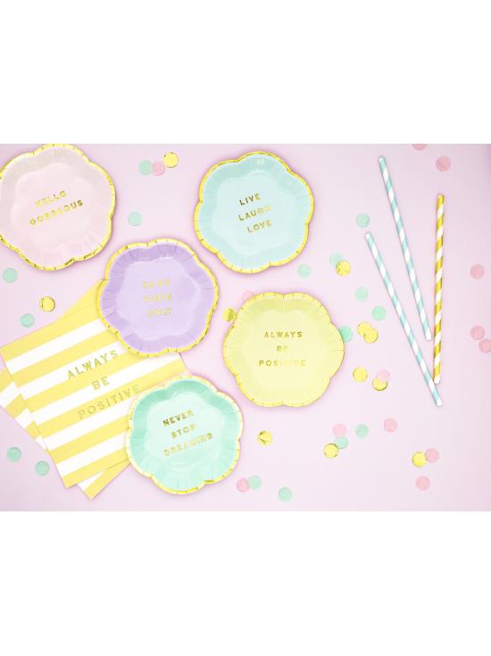 20 servilletas amarillas pastel con estampado "Always be positive" de papel (33x33 cm) - Yummy
