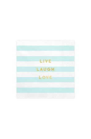 20 servilletas azul pastel con estampado "Live Laugh Love" de papel (33x33 cm) - Yummy