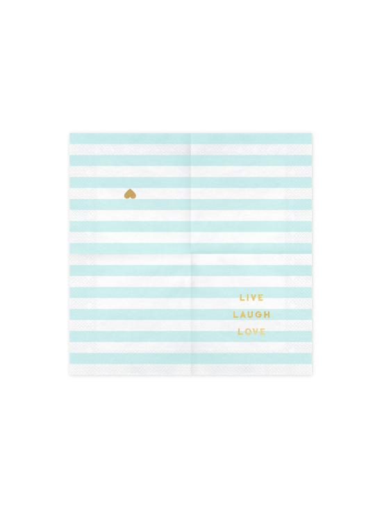 20 servilletas azul pastel con estampado "Live Laugh Love" de papel (33x33 cm) - Yummy