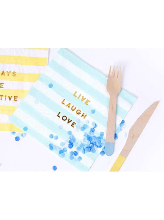 20 servilletas azul pastel con estampado "Live Laugh Love" de papel (33x33 cm) - Yummy