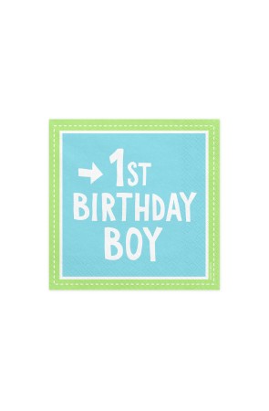 20 servilletas azules "1st Birthday Boy" de papel (33x33 cm) - 1st Birthday