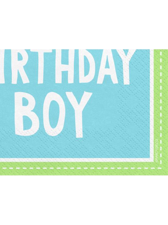 20 servilletas azules "1st Birthday Boy" de papel (33x33 cm) - 1st Birthday