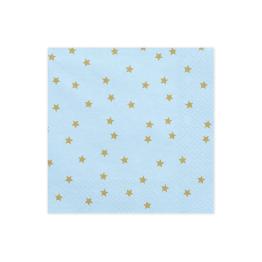 20 servilletas azules pastel con estrellas doradas de papel (33x33 cm)