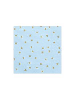 20 servilletas azules pastel con estrellas doradas de papel (33x33 cm)