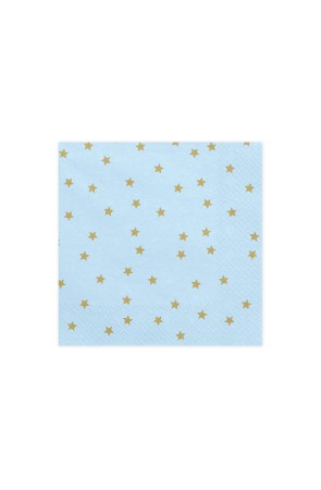 20 servilletas azules pastel con estrellas doradas de papel (33x33 cm)