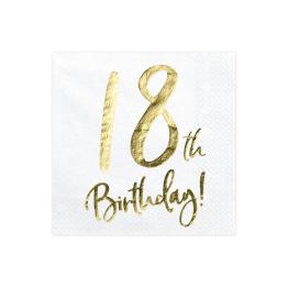 20 servilletas blancas "18th Birthday" de papel (33x33 cm) - Milestone birthday