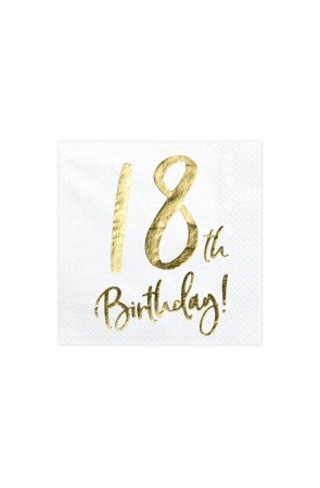 20 servilletas blancas "18th Birthday" de papel (33x33 cm) - Milestone birthday