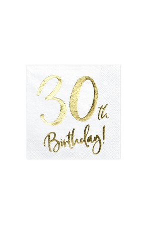 20 servilletas blancas "30th Birthday" de papel (33x33 cm) - Milestone birthday