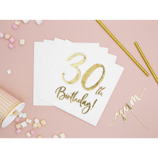 20 servilletas blancas "30th Birthday" de papel (33x33 cm) - Milestone birthday