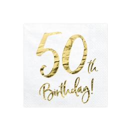 20 servilletas blancas "50th Birthday" de papel (33x33 cm) - Milestone birthday