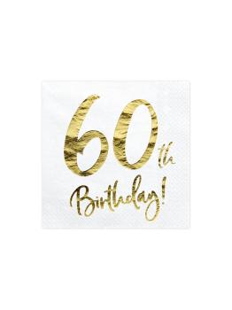 20 servilletas blancas "60th Birthday" de papel (33x33 cm) - Milestone birthday