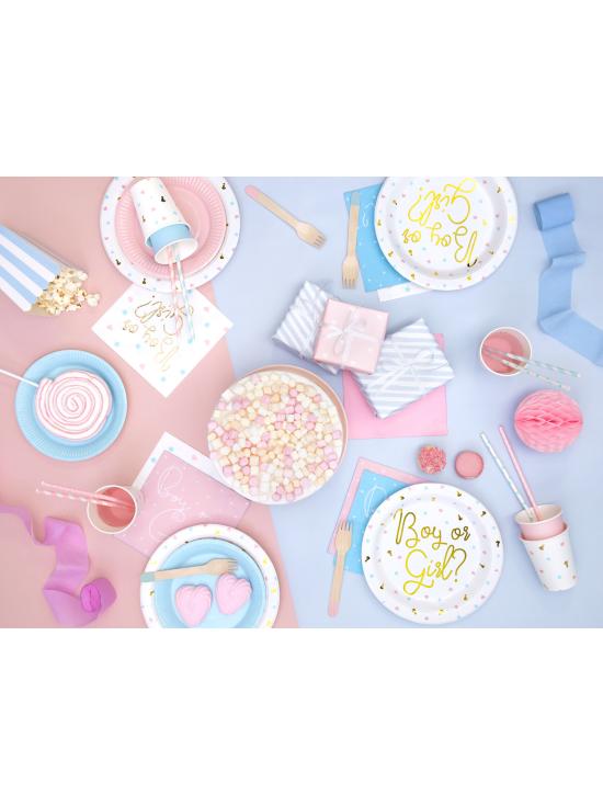 20 servilletas blancas "Boy Or Girl?" de papel (33x33 cm) - Gender Reveal Party
