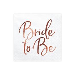 20 servilletas blancas con estampado en oro rosa "Bride To Be" de papel (33x33 cm) - Rose Gold Bride To Be