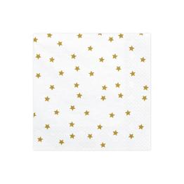 20 servilletas blancas con estrellas doradas de papel (33x33 cm)