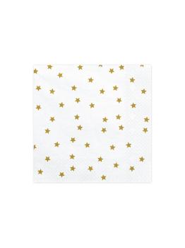 20 servilletas blancas con estrellas doradas de papel (33x33 cm)