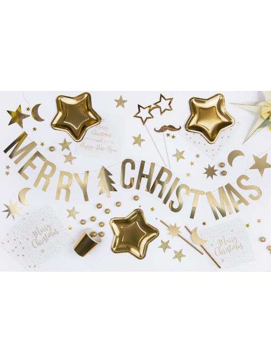 20 servilletas blancas con estrellas doradas de papel (33x33 cm)
