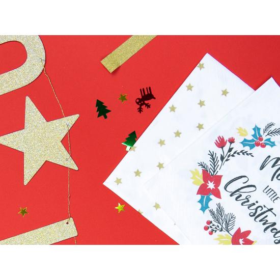 20 servilletas blancas con estrellas doradas de papel (33x33 cm)