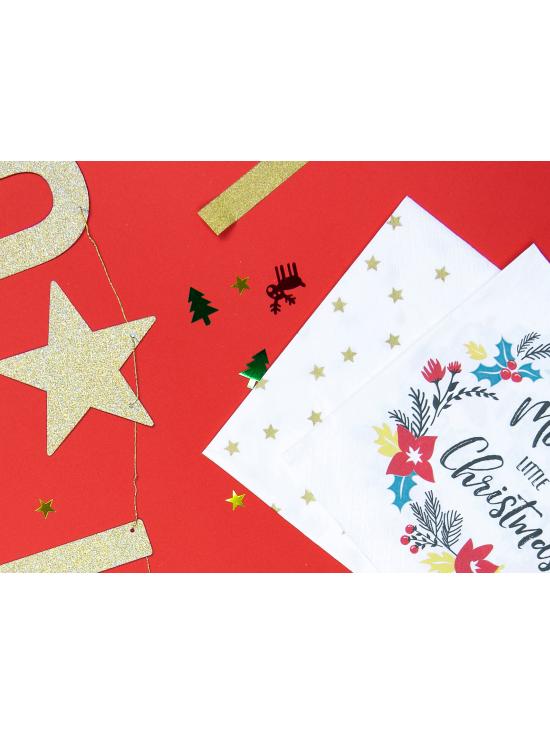 20 servilletas blancas con estrellas doradas de papel (33x33 cm)