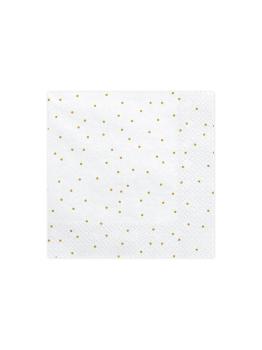 20 servilletas blancas con lunares dorados de papel (33x33 cm) - First communion