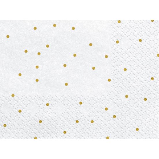 20 servilletas blancas con lunares dorados de papel (33x33 cm) - First communion