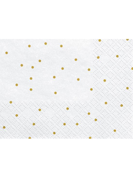 20 servilletas blancas con lunares dorados de papel (33x33 cm) - First communion