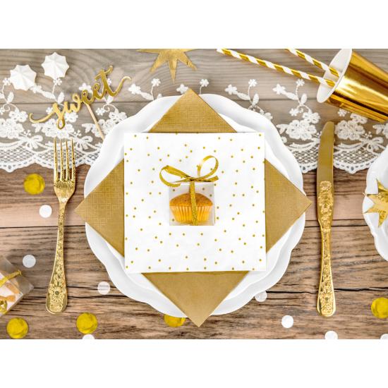 20 servilletas blancas con lunares dorados de papel (33x33 cm) - First communion