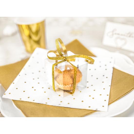 20 servilletas blancas con lunares dorados de papel (33x33 cm) - First communion