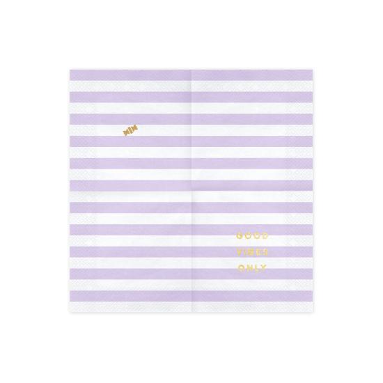 20 servilletas morado pastel con estampado " Good vibes only" de papel (33x33 cm) - Yummy
