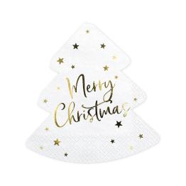 20 servilletas navideñas Merry Christmas con forma de árbol (16 x 16,5 cm)
