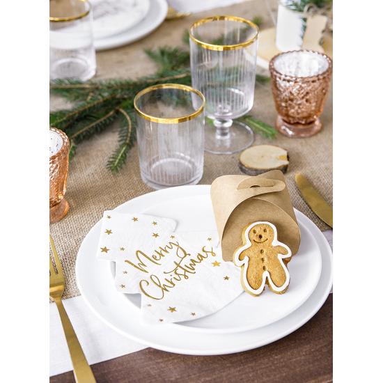 20 servilletas navideñas Merry Christmas con forma de árbol (16 x 16,5 cm)