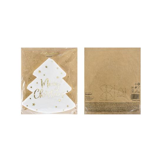 20 servilletas navideñas Merry Christmas con forma de árbol (16 x 16,5 cm)