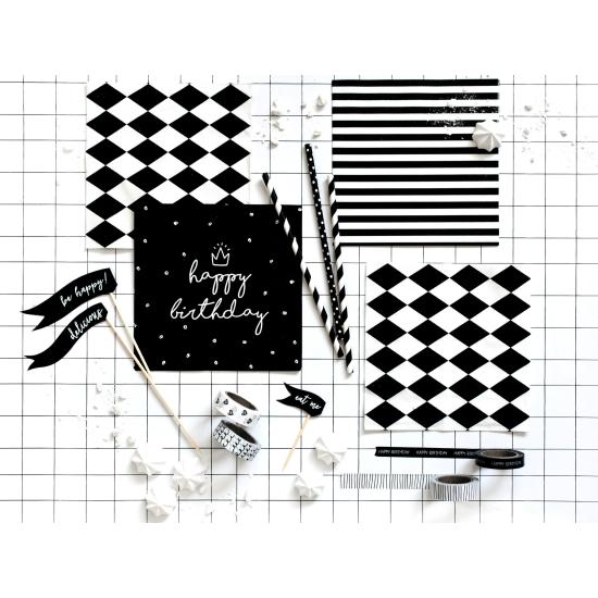 20 servilletas negras "Happy Birthday" de papel (33x33 cm) - Happy Birthday