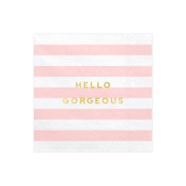 20 servilletas rosa pastel con estampado "Hello Gorgeous" de papel (33x33 cm) - Yummy