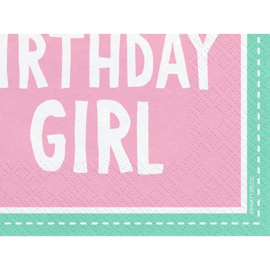 20 servilletas rosas "1st Birthday Girl" de papel (33x33 cm) - 1st Birthday