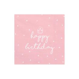 20 servilletas rosas "Happy Birthday" de papel (33x33 cm) - Happy Birthday
