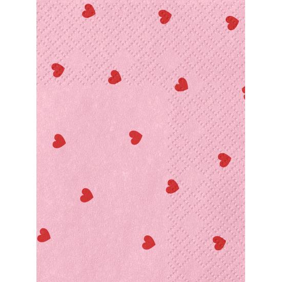 20 servilletas rosas con corazones rosas (33x33 cm) - Valentine Collection