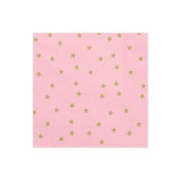 20 servilletas rosas con estrellas doradas de papel (33x33 cm)