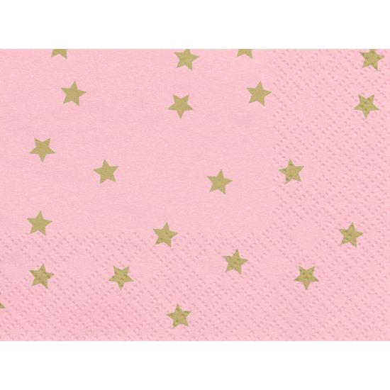 20 servilletas rosas con estrellas doradas de papel (33x33 cm)