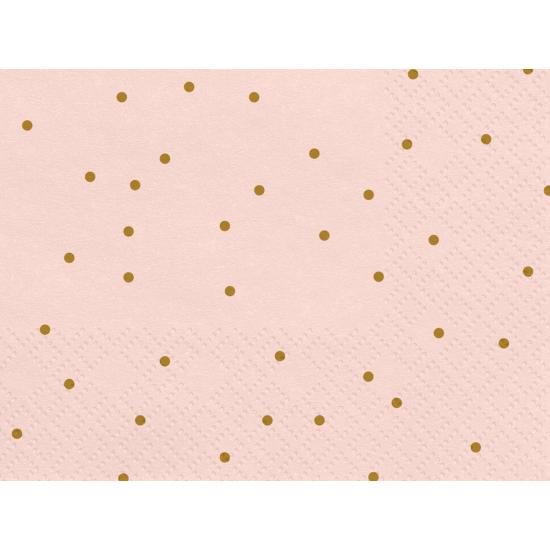 20 servilletas rosas con lunares dorados de papel (33x33 cm) - Wedding in rose colour
