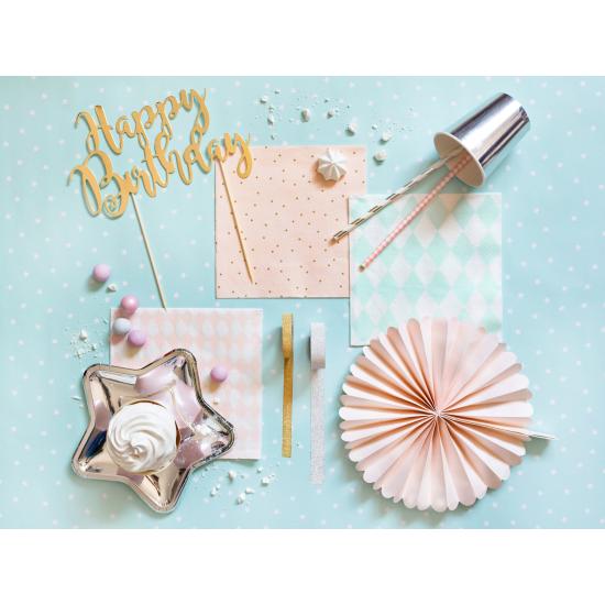 20 servilletas rosas con lunares dorados de papel (33x33 cm) - Wedding in rose colour