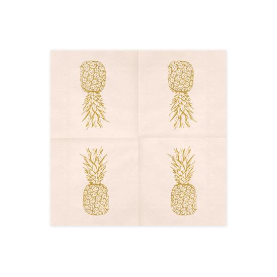 20 servilletas rosas con piñas (33x33cm) - Aloha Turquoise