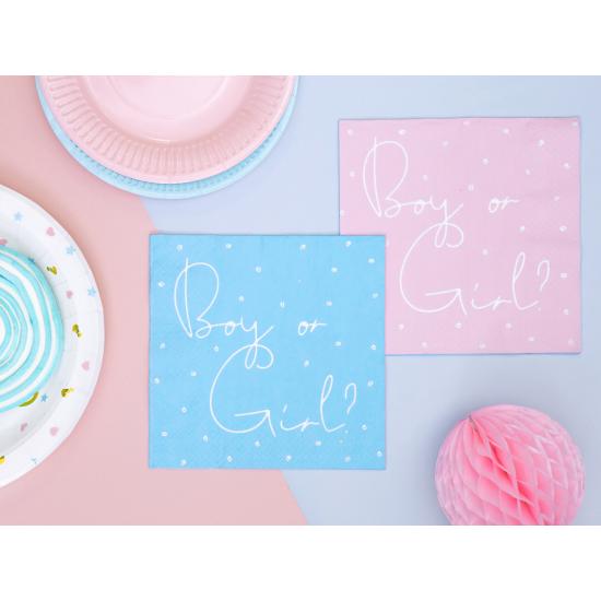 20 servilletas rosas y azules "Boy Or Girl" de papel (33x33 cm) - Gender Reveal Party