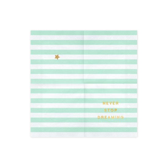 20 servilletas verde pastel con estampado "Never stop dreaming" de papel (33x33 cm) - Yummy