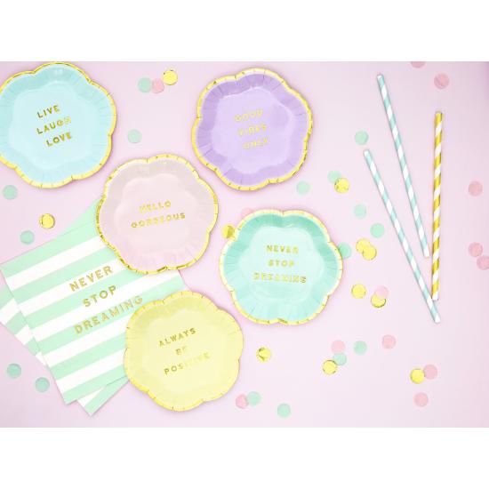 20 servilletas verde pastel con estampado "Never stop dreaming" de papel (33x33 cm) - Yummy