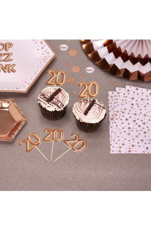 20 toppers decorativos "20" en oro rosa - Glitz & Glamour Pink & Rose Gold
