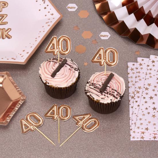 20 toppers decorativos "40" en oro rosa - Glitz & Glamour Pink & Rose Gold 20 toppers decorativos "40" en oro rosa - Glitz & Glamour Pink & Rose Gold