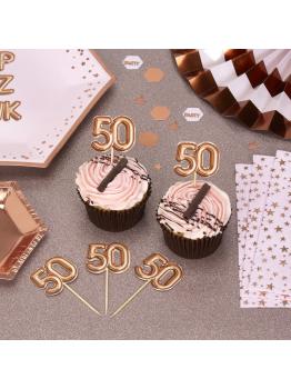 20 toppers decorativos "50" en oro rosa - Glitz & Glamour Pink & Rose Gold